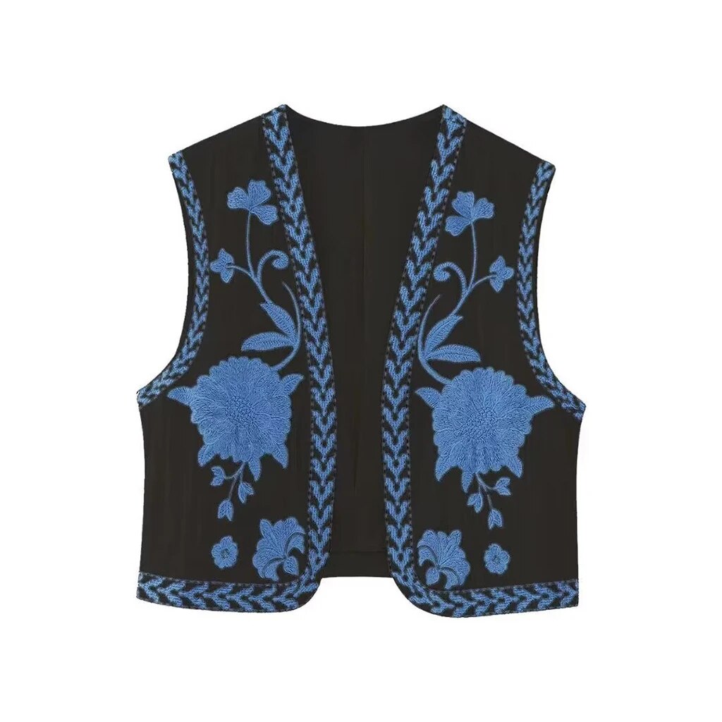 Bohemian Floral Embroidered Waistcoat