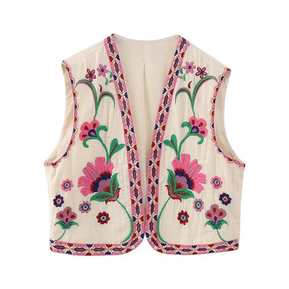 Bohemian Floral Embroidered Waistcoat
