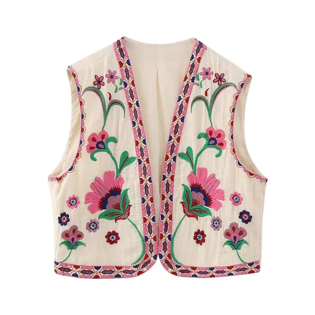 Women's Embroidered Vest Floral