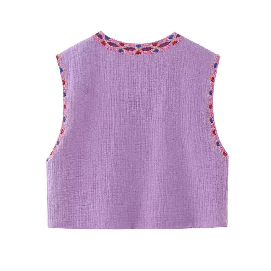 Bohemian Floral Embroidered Waistcoat
