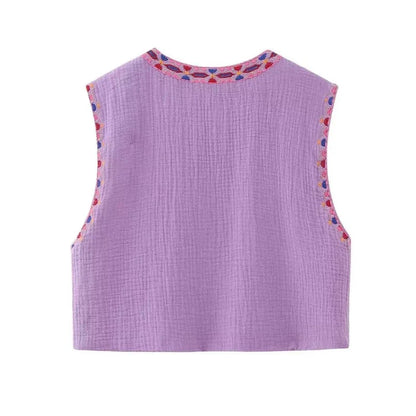Bohemian Floral Embroidered Waistcoat