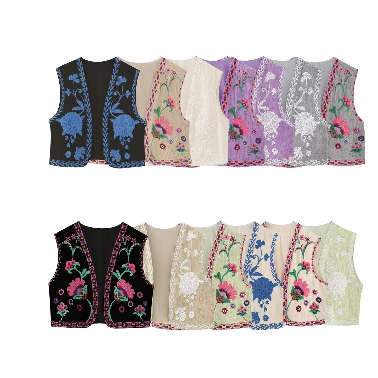 Bohemian Floral Embroidered Waistcoat