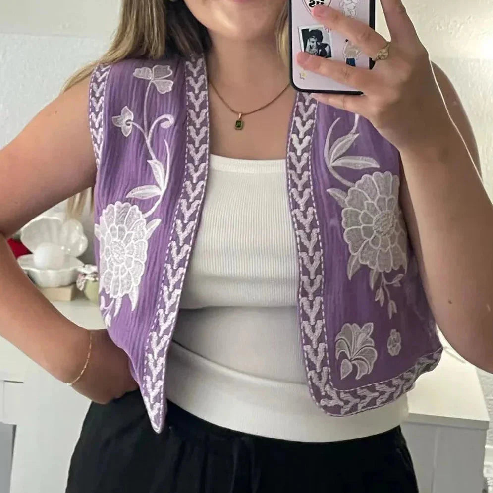 Bohemian Floral Embroidered Waistcoat