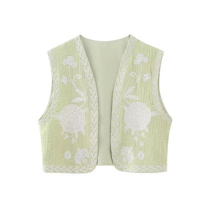 Bohemian Floral Embroidered Waistcoat