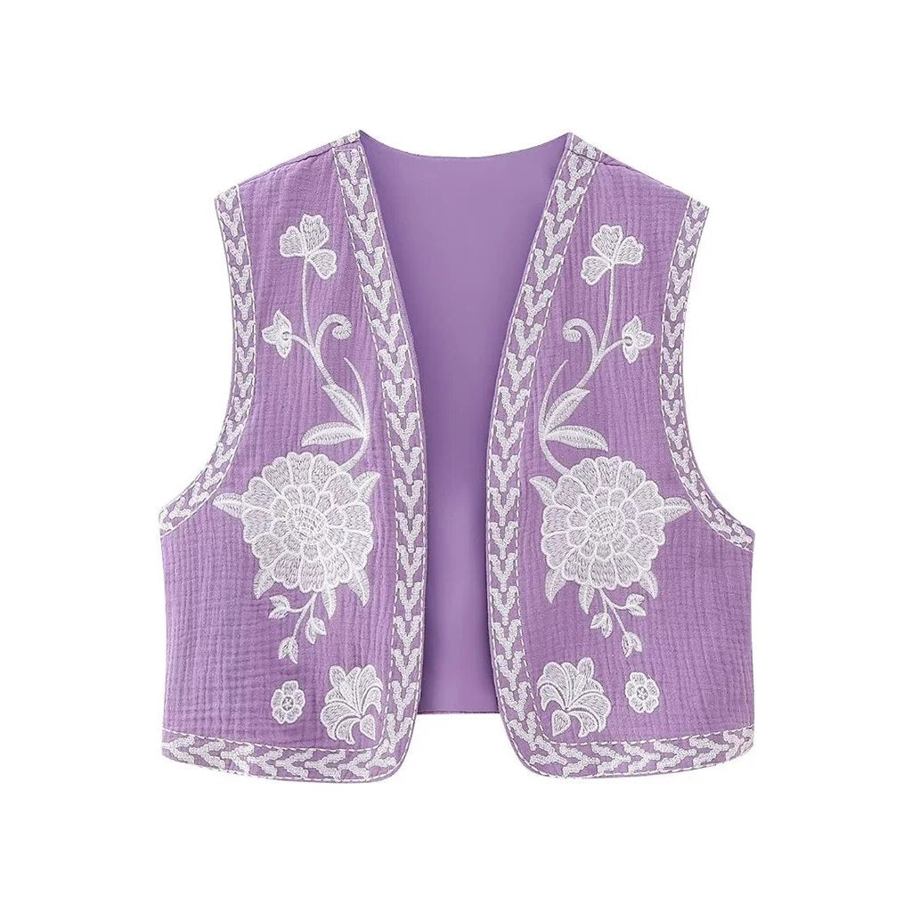 Women's Embroidered Vest Floral