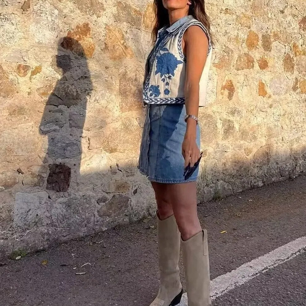 Bohemian Floral Embroidered Waistcoat