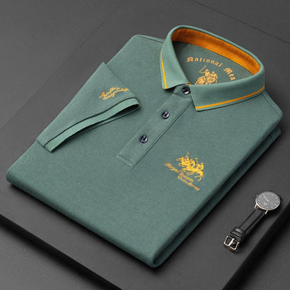 Men's Polo Shirt Casual Button Down Cotton