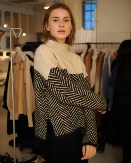 Warm Textured Crew Neck Sweater