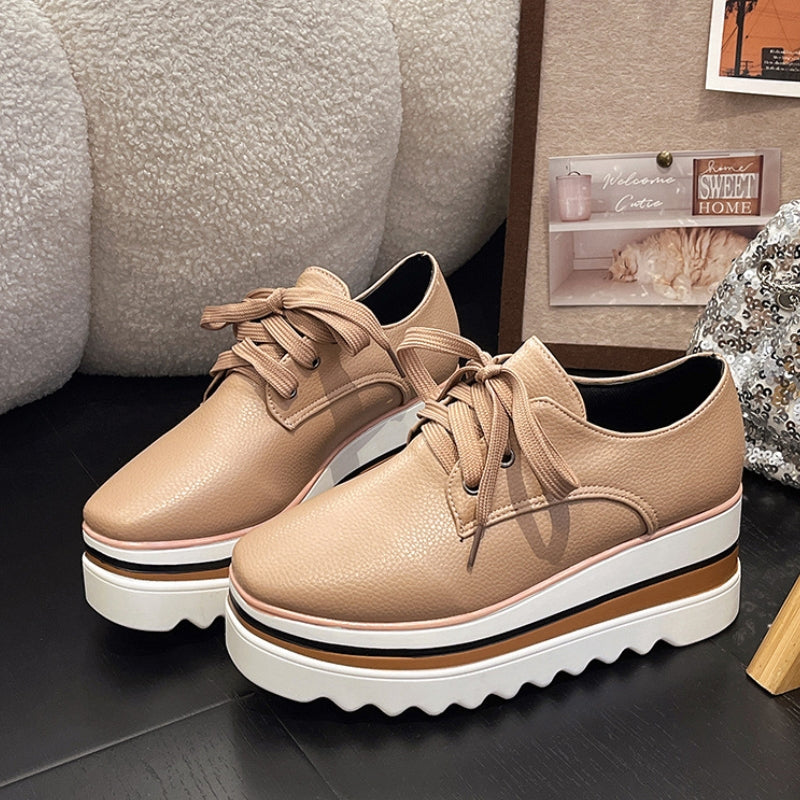 Men's Platform Oxford Shoes Lace-Up Leather