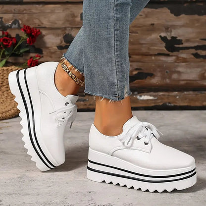 Men's Platform Oxford Shoes Lace-Up Leather