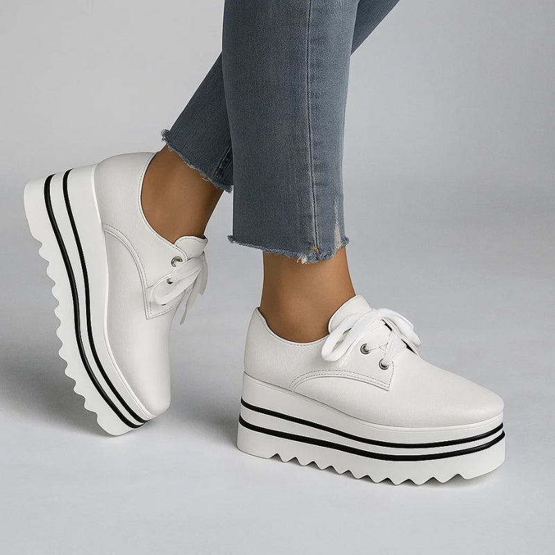 Men's Platform Oxford Shoes Lace-Up Leather