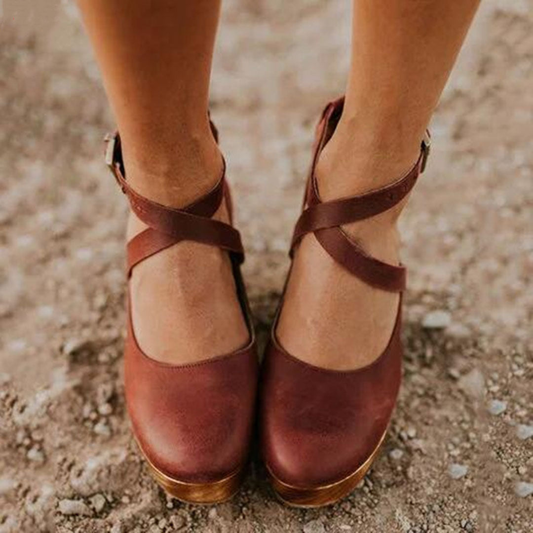 Women's Platform Mary Jane Shoes Buckle Strap