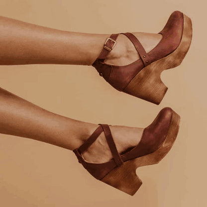 Women's Platform Mary Jane Shoes Buckle Strap