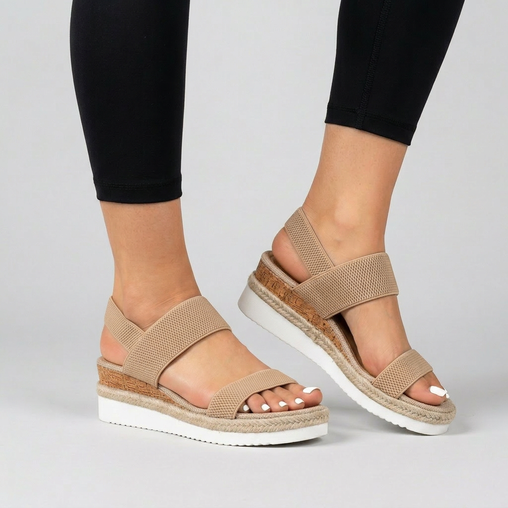 Women's Comfort Wedge Sandals Elastic Straps - VibreMode