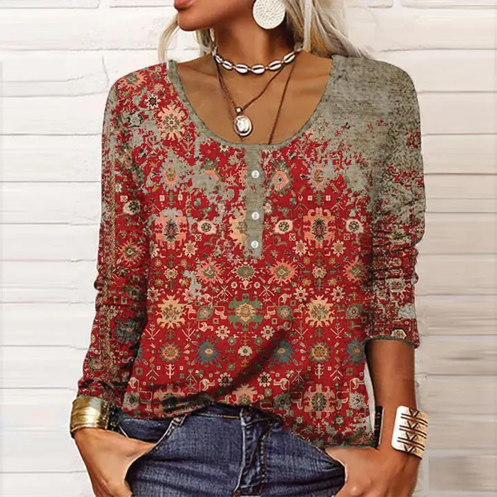 Women's Button Front Long Sleeve Blouse Comfortable - VibreMode