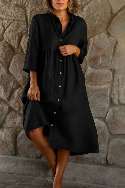 Women's Cotton Linen Shirt Dress Relaxed Fit
