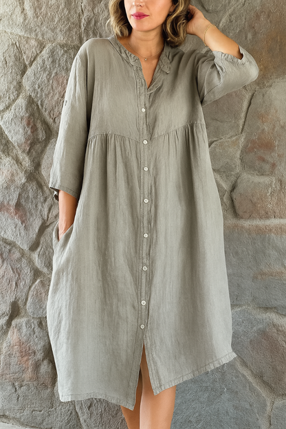 Women's Cotton Linen Shirt Dress Relaxed Fit