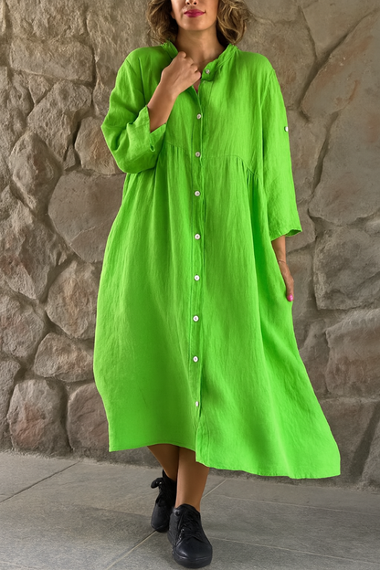 Women's Cotton Linen Shirt Dress Relaxed Fit
