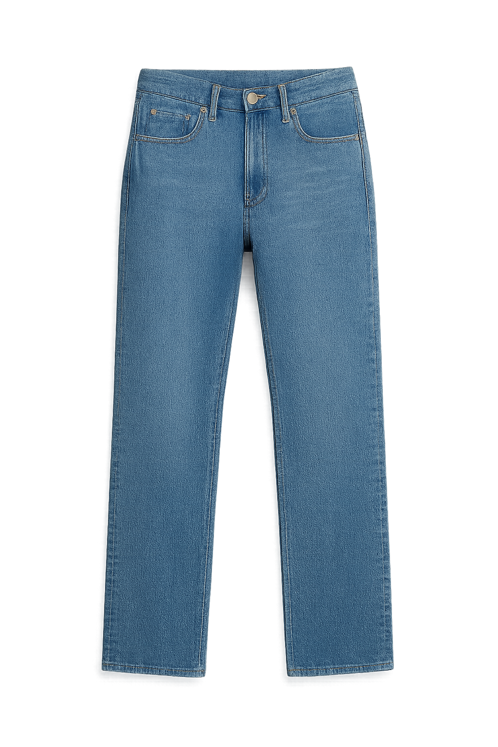 Women's Straight Leg Jeans Mid Waist Slim Fit Stretch Blue