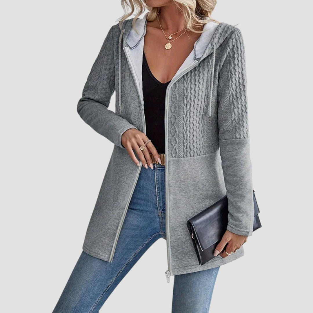 Women's Zip Front Hoodie Panel Detailing - VibreMode