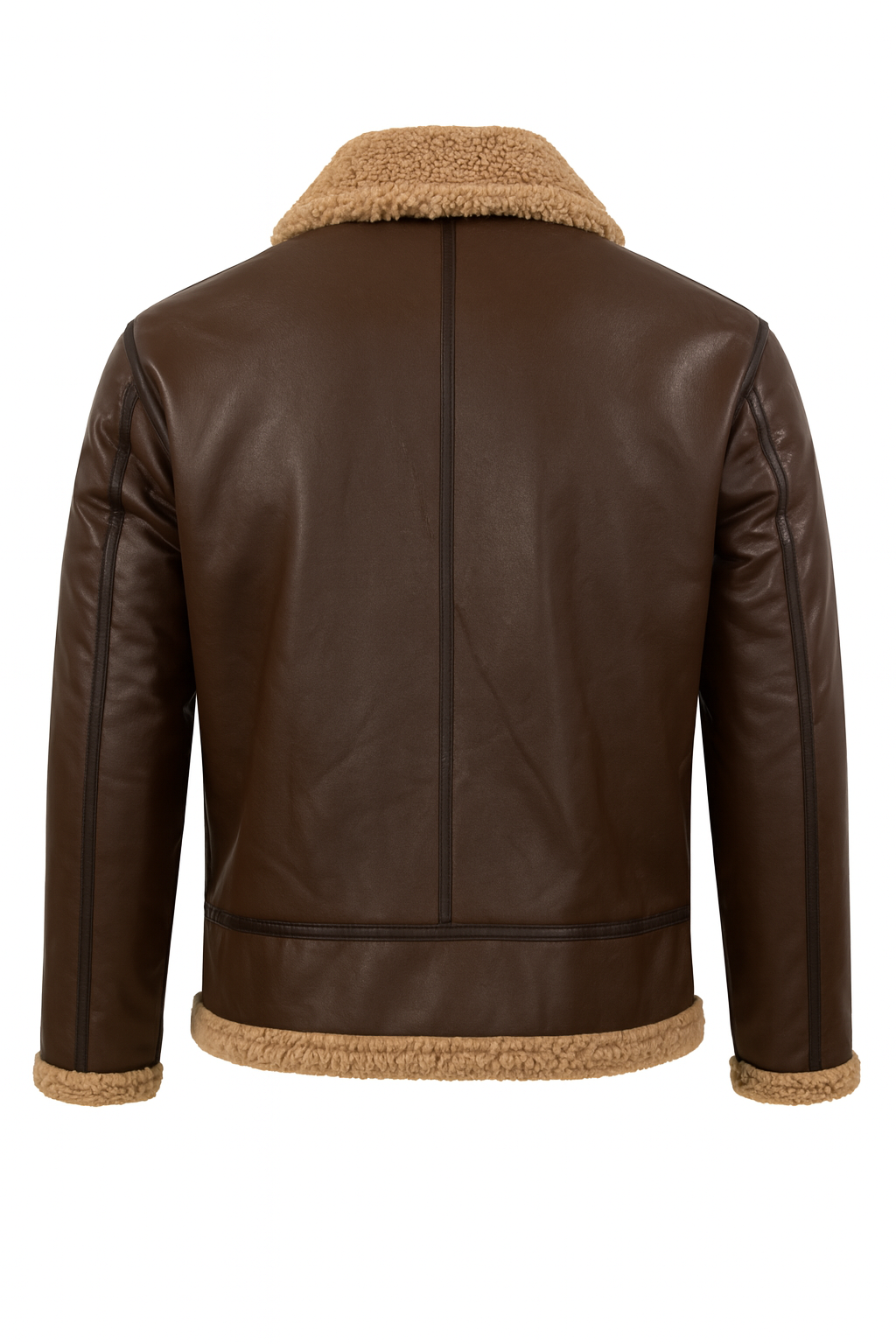 Men's Sheepskin Flying Jacket Warm Classic Aviator Brown