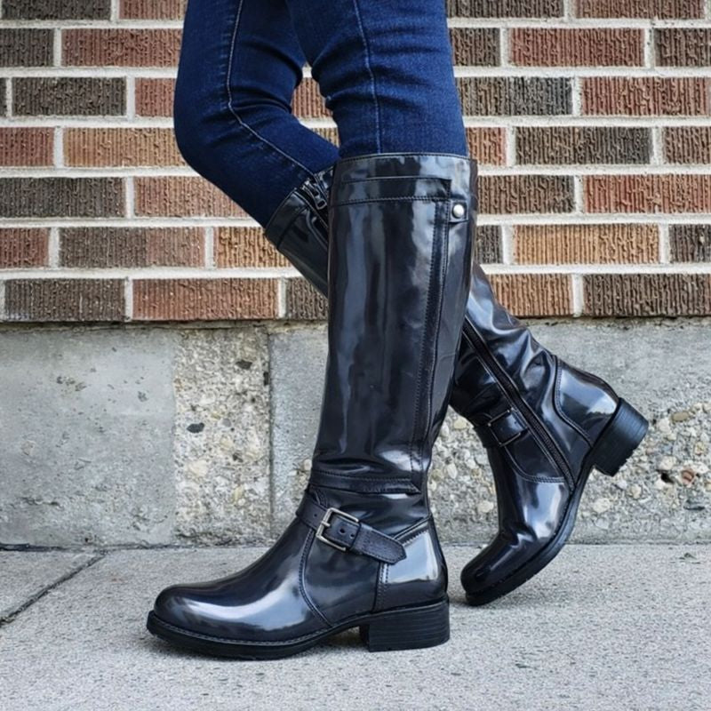Women's Knee-High Buckle Strap Boots