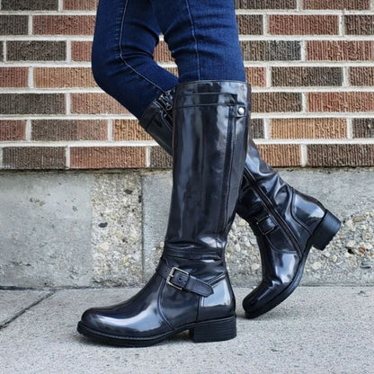 Women's Knee-High Buckle Strap Boots