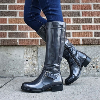 Women's Knee-High Buckle Strap Boots
