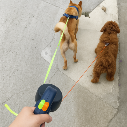 Retractable Dog Leash 360° Rotation Dual Lead - VibreMode