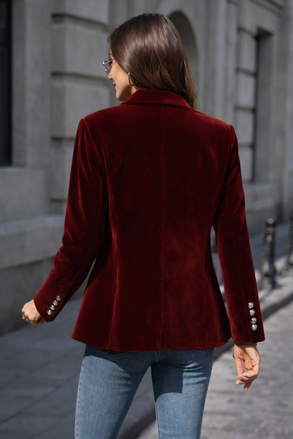Women's Velvet Blazer Elegant Black