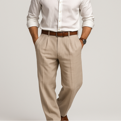 Men's Cotton Linen Casual Trousers - VibreMode