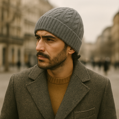 Men's Cashmere Ribbed Beanie