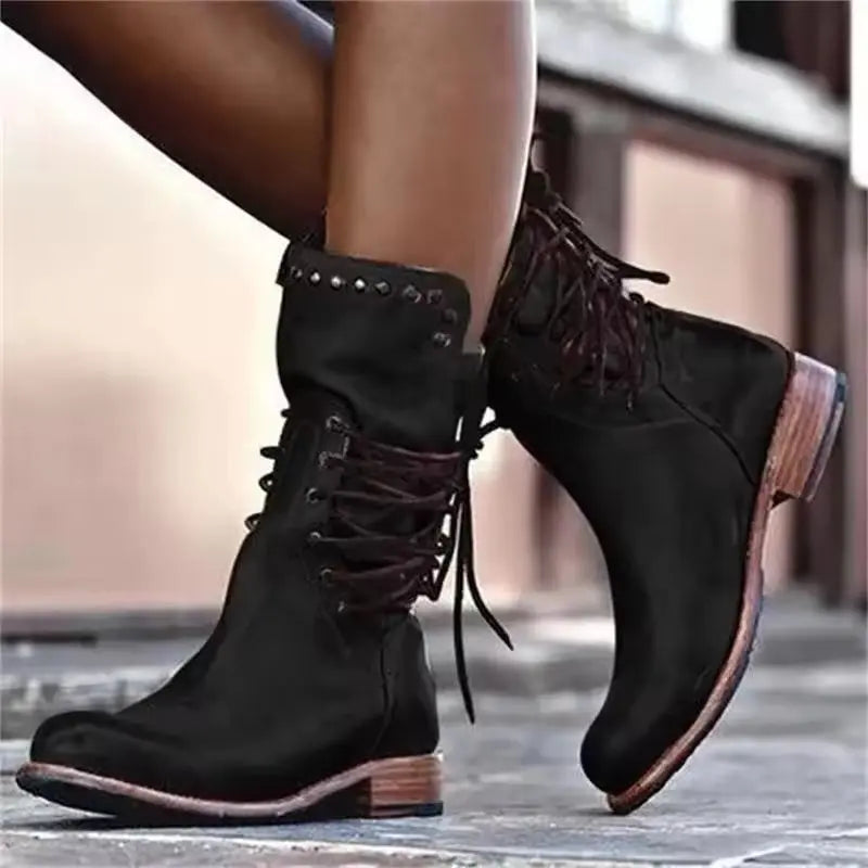 Women's Chunky Heel Ankle Boots Comfortable - VibreMode