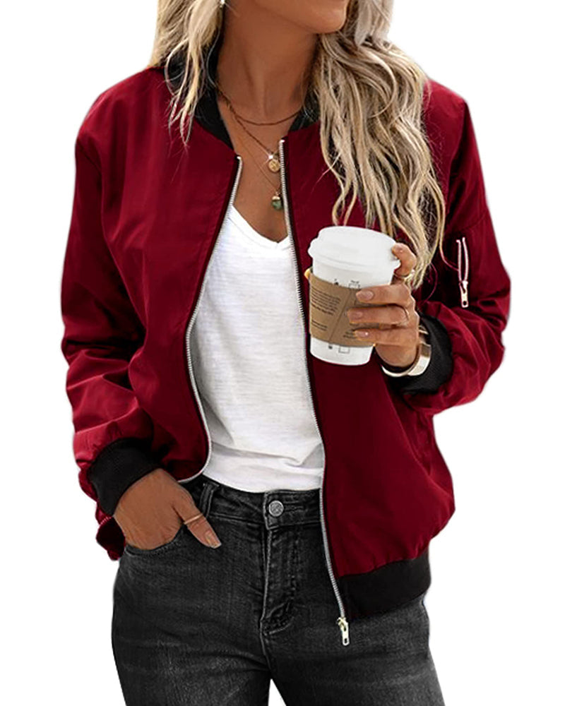 Women's Biker Jacket Leather Bomber Black