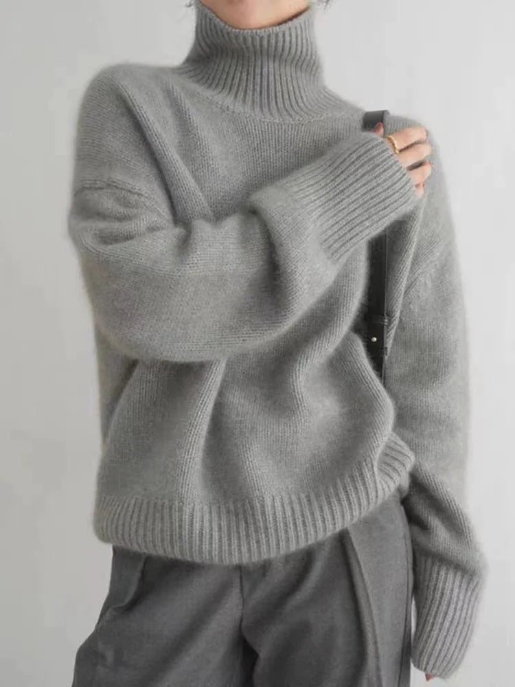 Women's Linen Turtleneck Sweater
