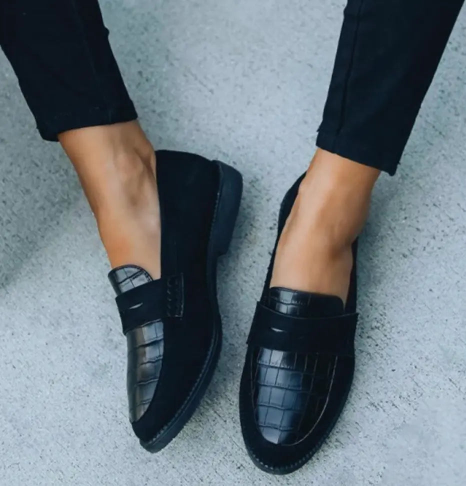 Women's Croc Embossed Slip On Loafers Comfortable - VibreMode