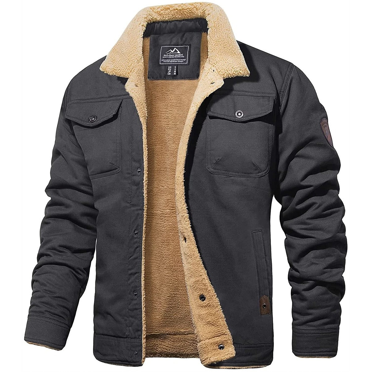 Men's Sherpa Lined Winter Jacket Warm Insulation