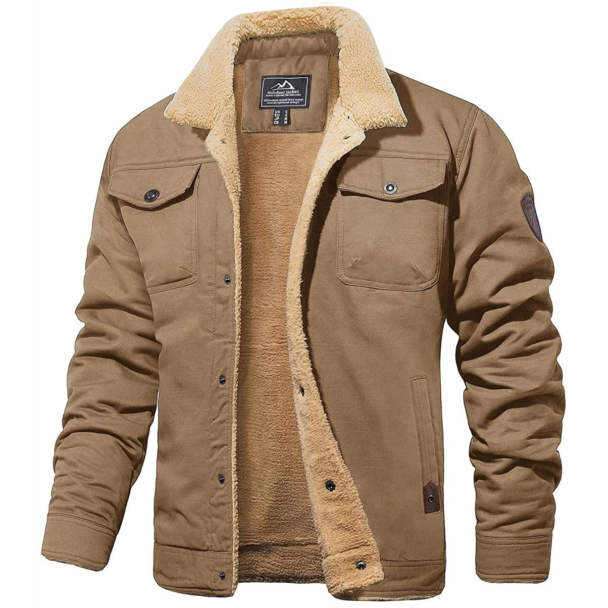 Men's Sherpa Lined Winter Jacket Warm Insulation