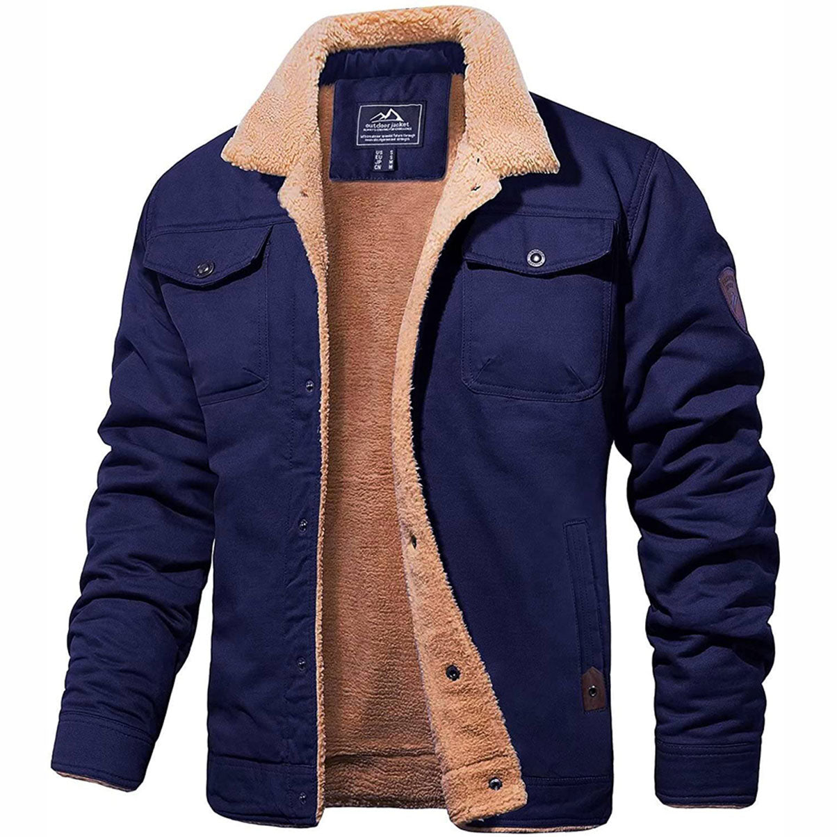 Men's Sherpa Lined Winter Jacket Warm Insulation