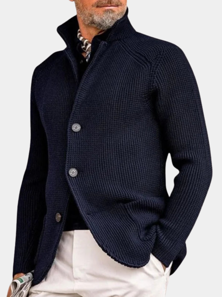 Men's Button Front Cardigan Stand Collar - VibreMode