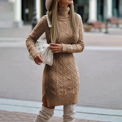 Classic Crew Neck Winter Sweater Dress