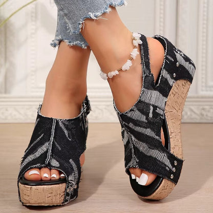 Natural Cork High Heel Sandals - VibreMode