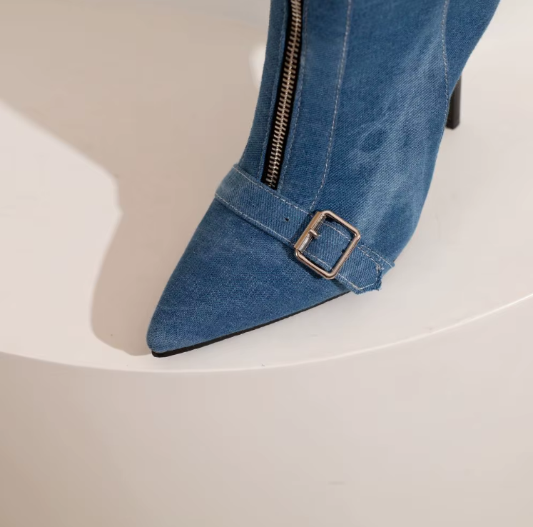 Women's Denim Buckle Booties