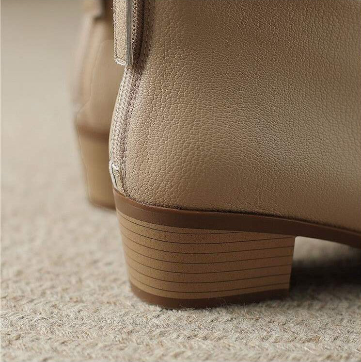 Women's Pointed Ankle Boots Slip On Heel Design