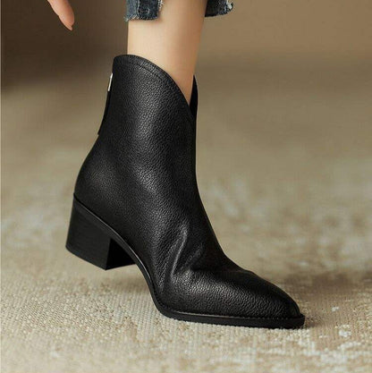 Women's Pointed Ankle Boots Slip On Heel Design
