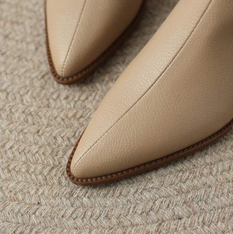 Women's Pointed Ankle Boots Slip On Heel Design