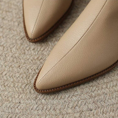 Women's Pointed Ankle Boots Slip On Heel Design