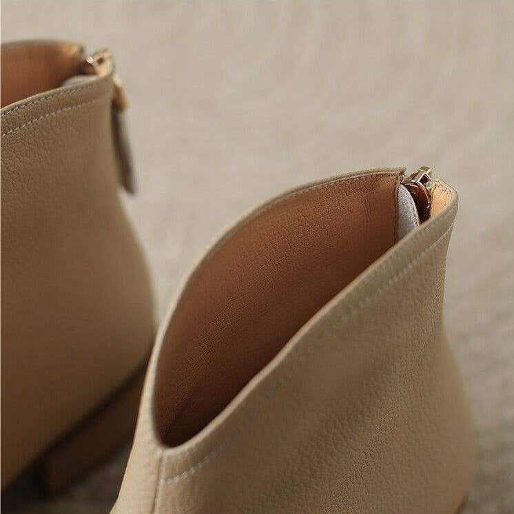 Women's Pointed Ankle Boots Slip On Heel Design