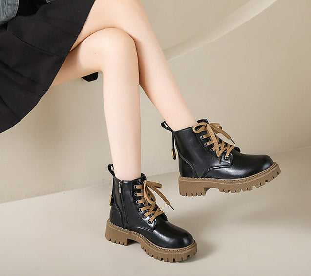 Women's Ankle Boots Side Zip Lace Up