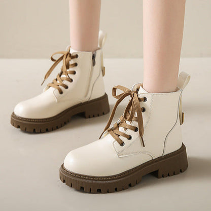 Women's Ankle Boots Side Zip Lace Up - VibreMode